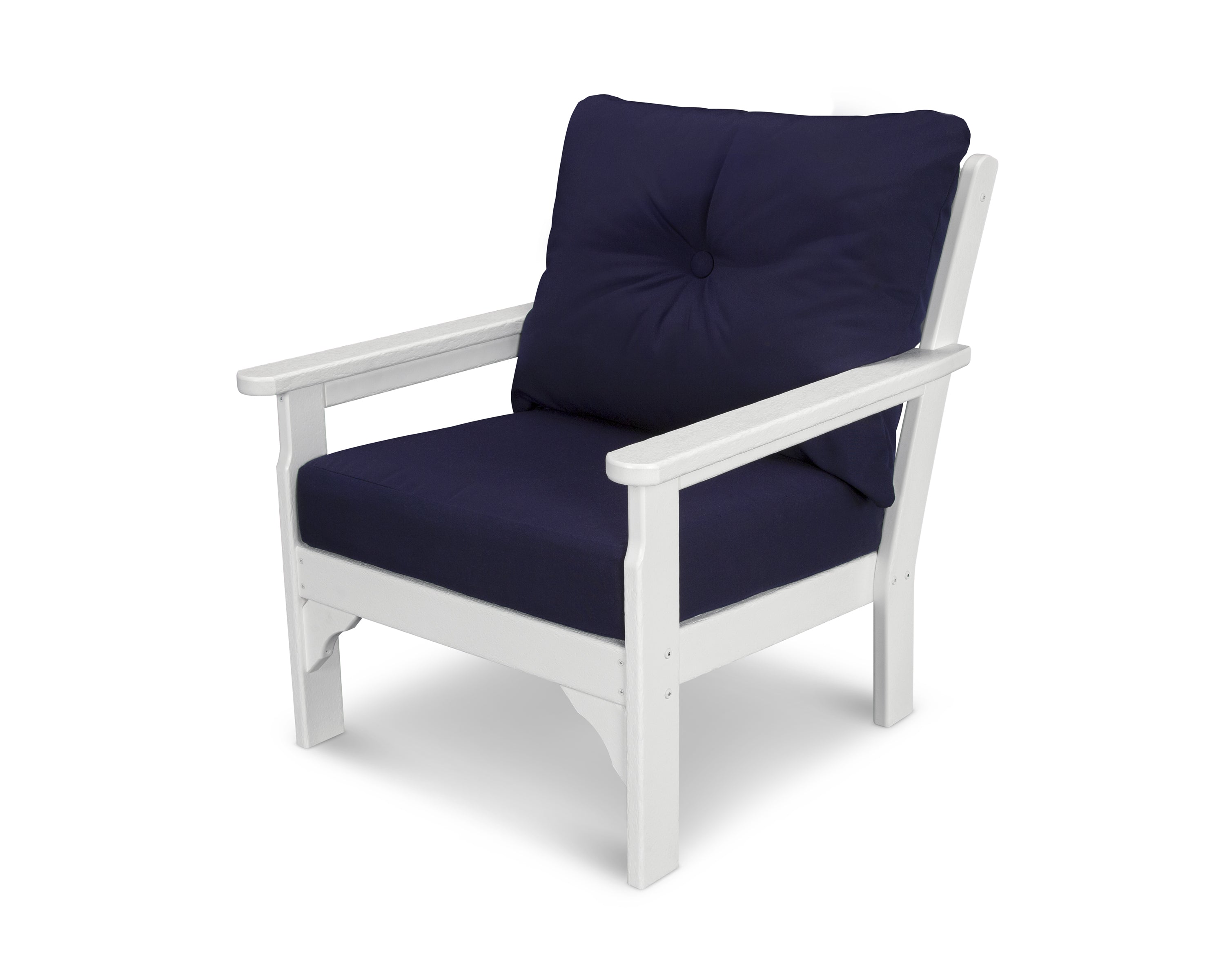 POLYWOOD® Vineyard Deep Seating Chair in White / Navy