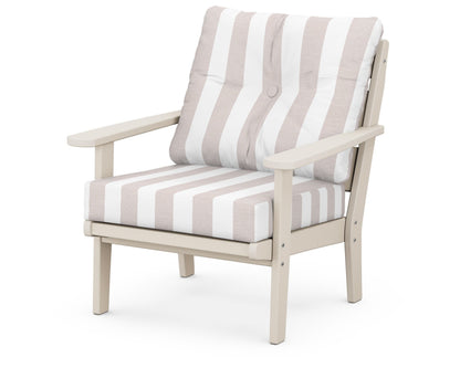 POLYWOOD® Lakeside Deep Seating Chair in Sand / Cabana Stripe Dune Burlap