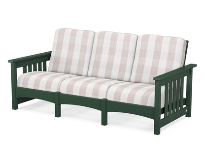 POLYWOOD® Club Mission Sofa in Green / Buffalo Plaid Dune Burlap