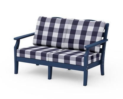 Draper James™ by  POLYWOOD® Savannah Deep Seating Loveseat in Navy / Buffalo Plaid Navy