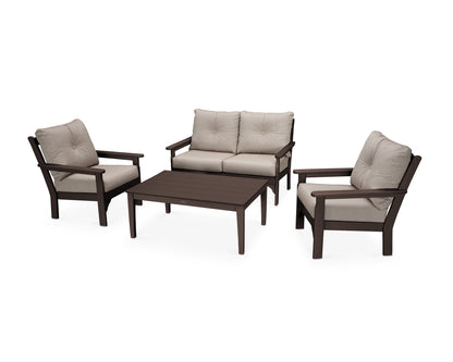 POLYWOOD® Vineyard 4-Piece Deep Seating Set in Mahogany / Cast Ash