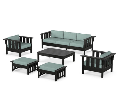 Martha Stewart by POLYWOOD® Acadia 6-Piece Lounge Sofa Set in Black / Glacier Spa