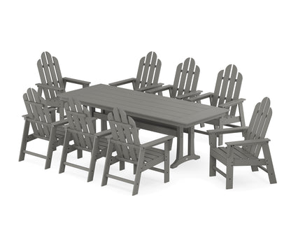 POLYWOOD® Long Island 9-Piece Farmhouse Dining Set with Trestle Legs in Slate Grey