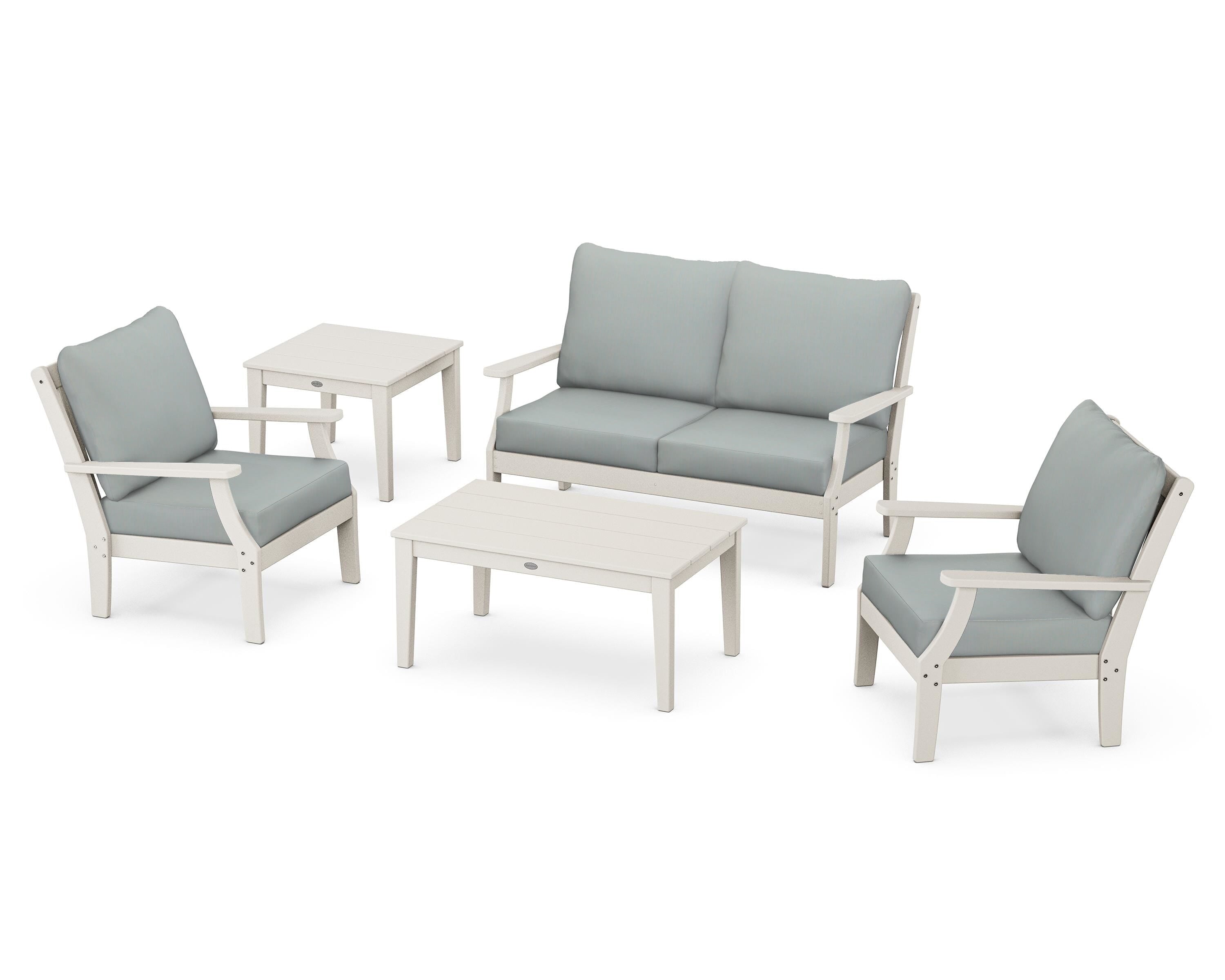 POLYWOOD® Braxton 5-Piece Deep Seating Set in Sand / Spa