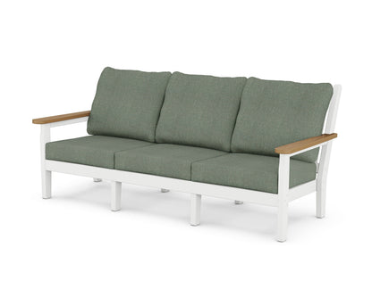 POLYWOOD® Chippendale Deep Seating Sofa in White / Natural / Cast Sage