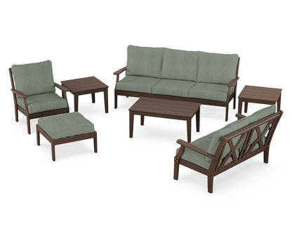POLYWOOD® Braxton 7-Piece Deep Seating Set in Mahogany / Cast Sage
