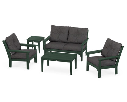 POLYWOOD® Vineyard 5-Piece Deep Seating Set in Green / Ash Charcoal