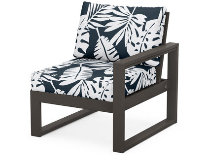 POLYWOOD® EDGE Modular Right Arm Chair in Vintage Coffee / Leaf Marine Indigo