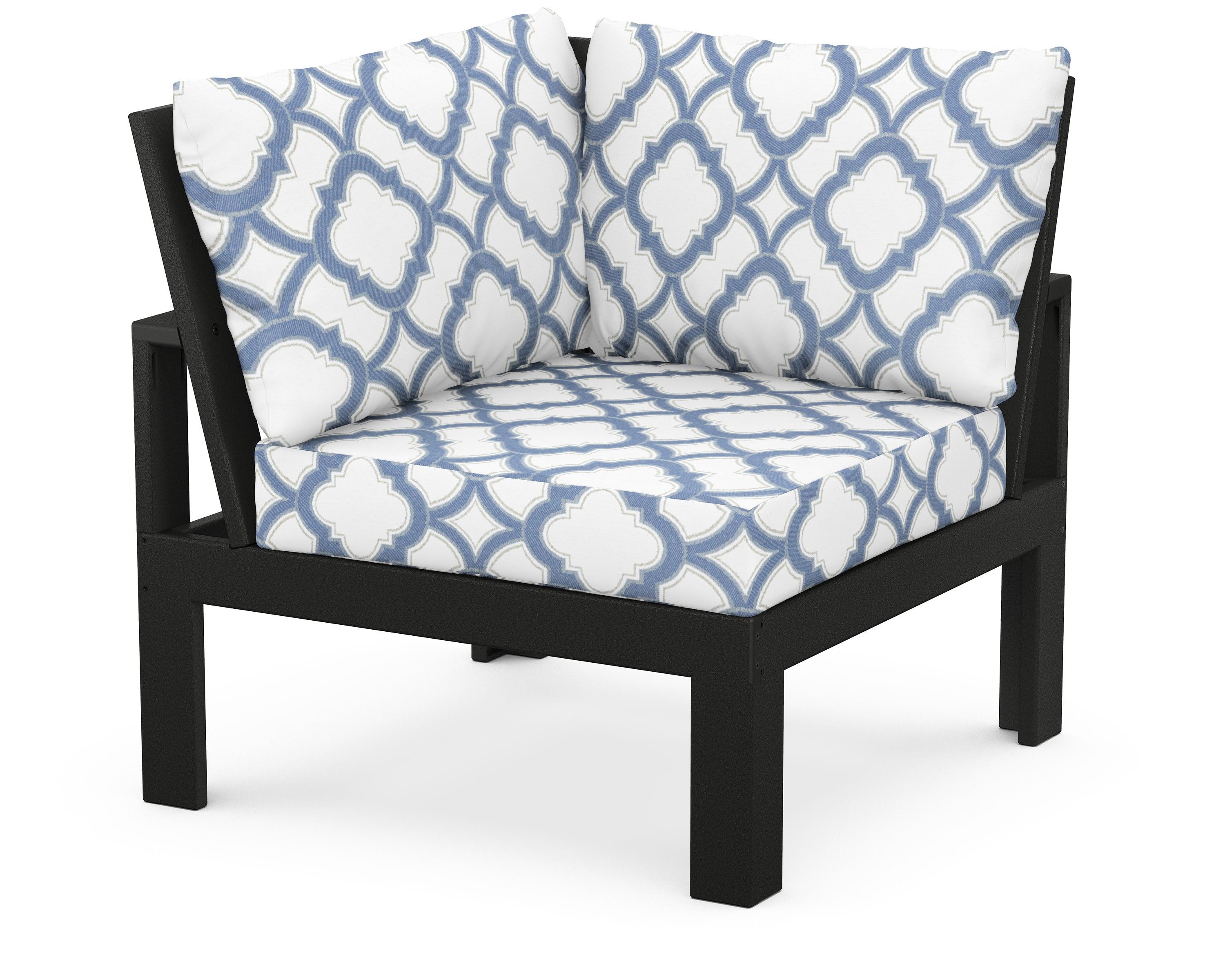 Unbranded Modular Corner Chair in Black / Trellis Sky Blue