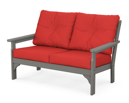 POLYWOOD® Vineyard Deep Seating Loveseat in Slate Grey / Crimson Linen