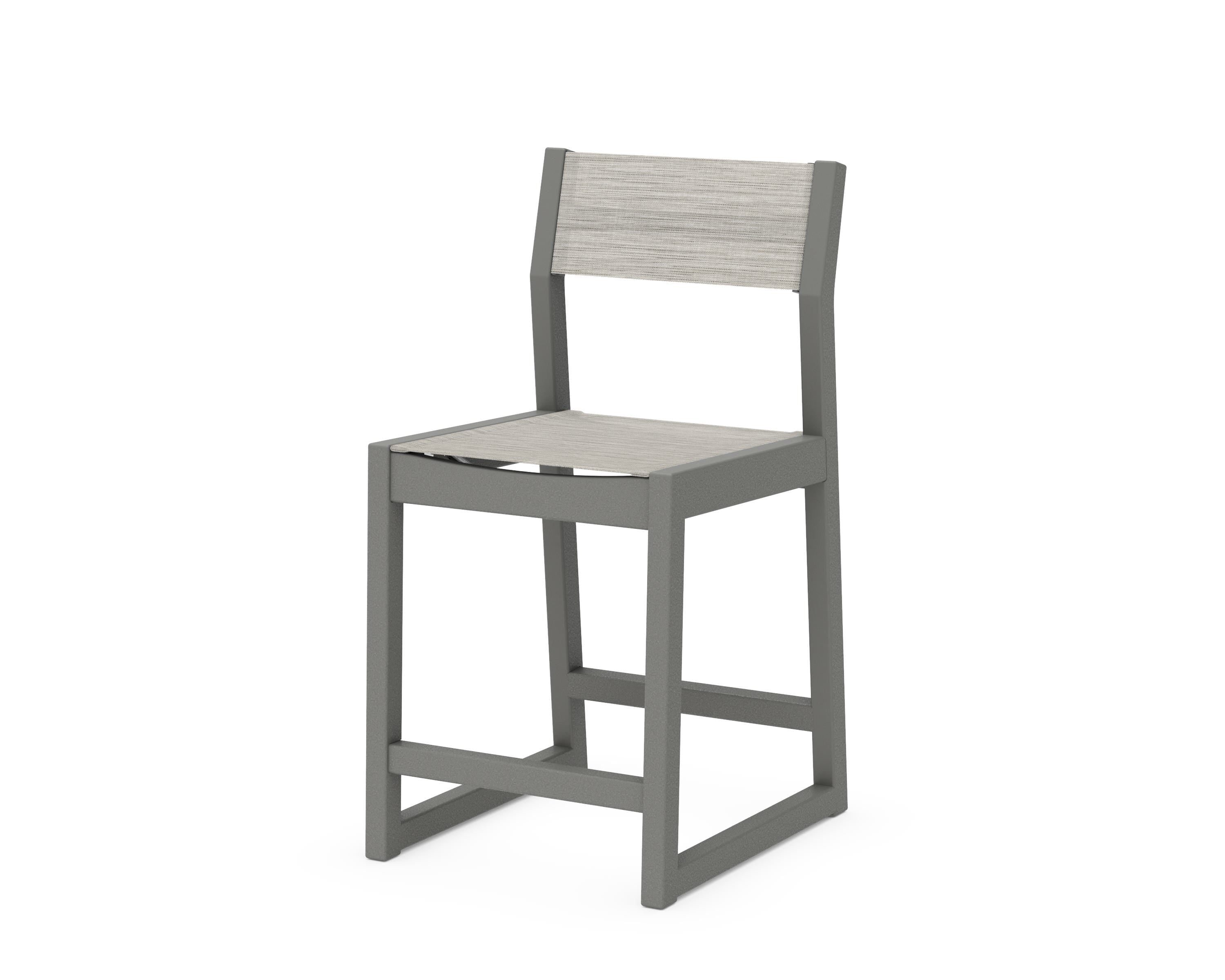 POLYWOOD® EDGE Sling Counter Side Chair in Slate Grey / Birch Sling