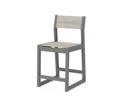 POLYWOOD® EDGE Sling Counter Side Chair in Slate Grey / Birch Sling