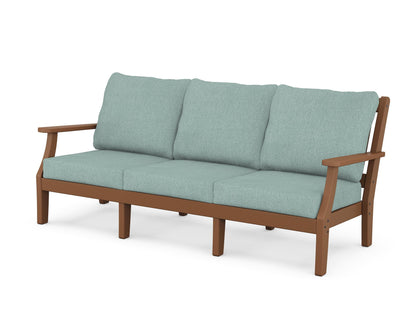 Martha Stewart by POLYWOOD® Chinoiserie Deep Seating Sofa in Teak / Glacier Spa
