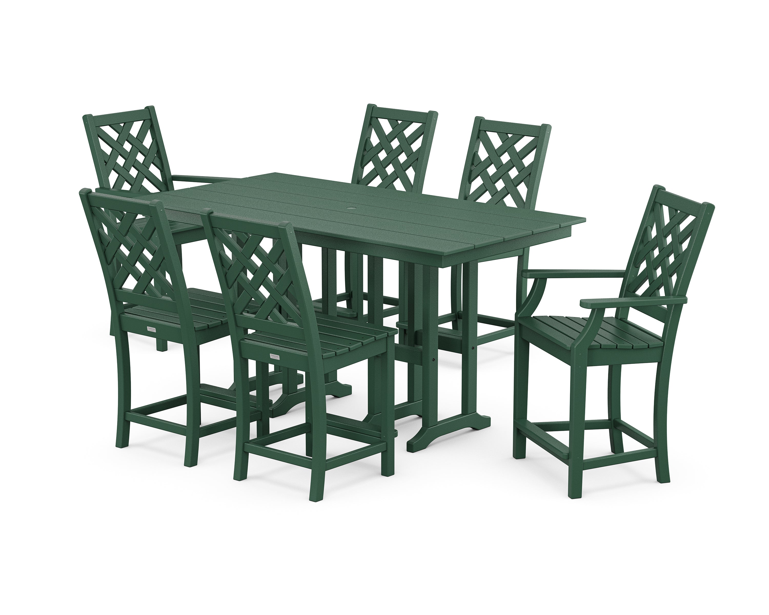 Country Living Wovendale 7-Piece Farmhouse Counter Set in Green