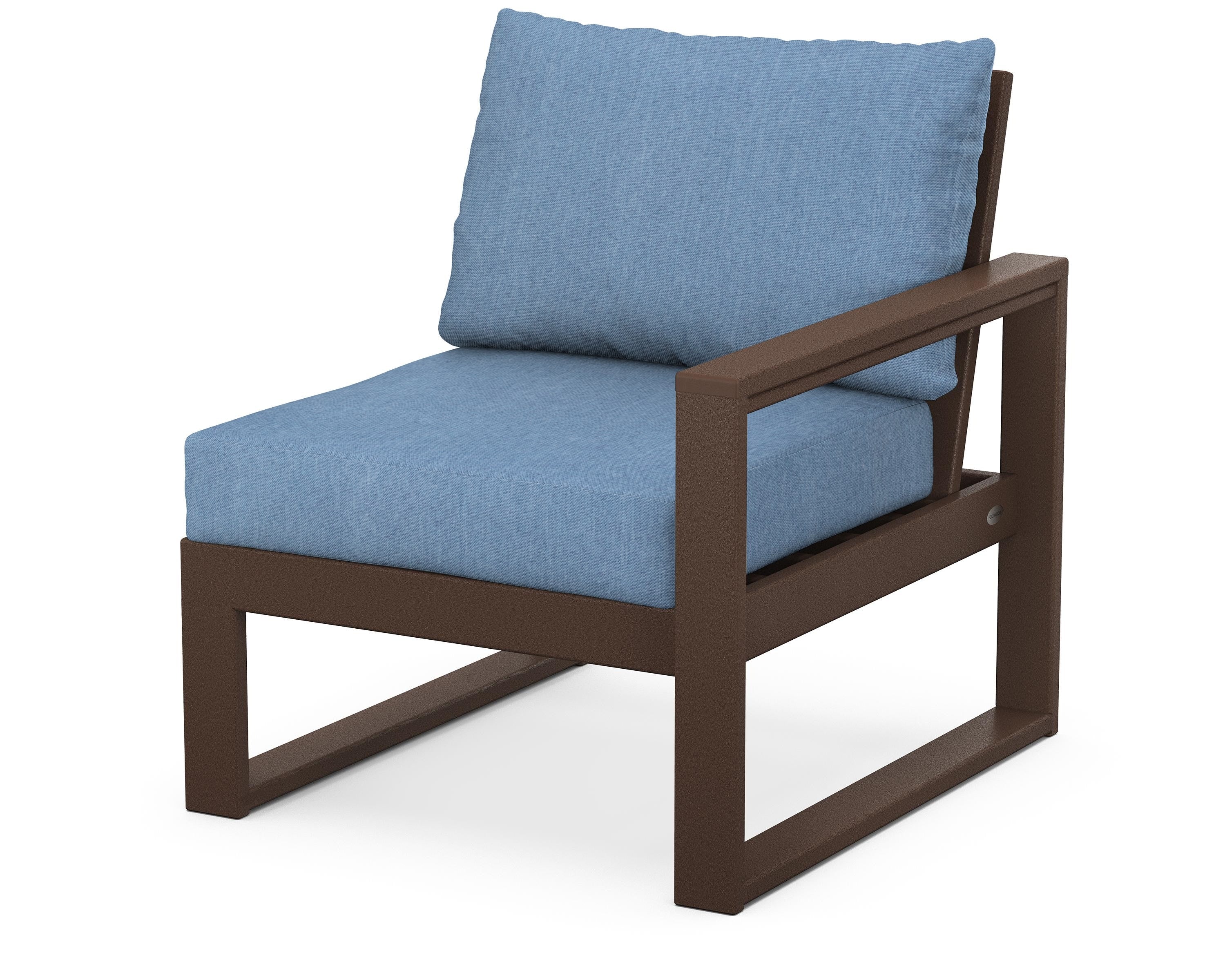POLYWOOD® EDGE Modular Right Arm Chair in Mahogany / Sky Blue