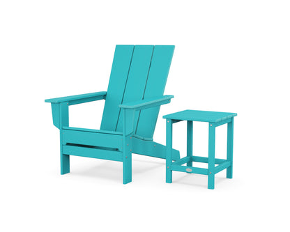 POLYWOOD® Modern Studio Adirondack Chair with Side Table in Aruba