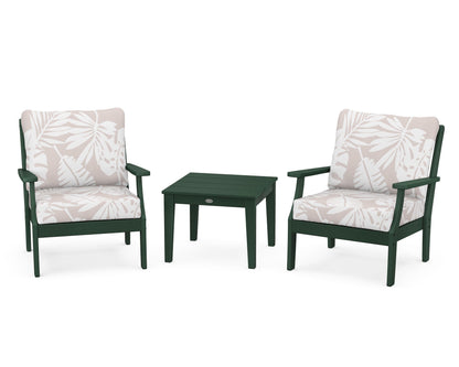 POLYWOOD® Braxton 3-Piece Deep Seating Set in Green / Leaf Dune Burlap