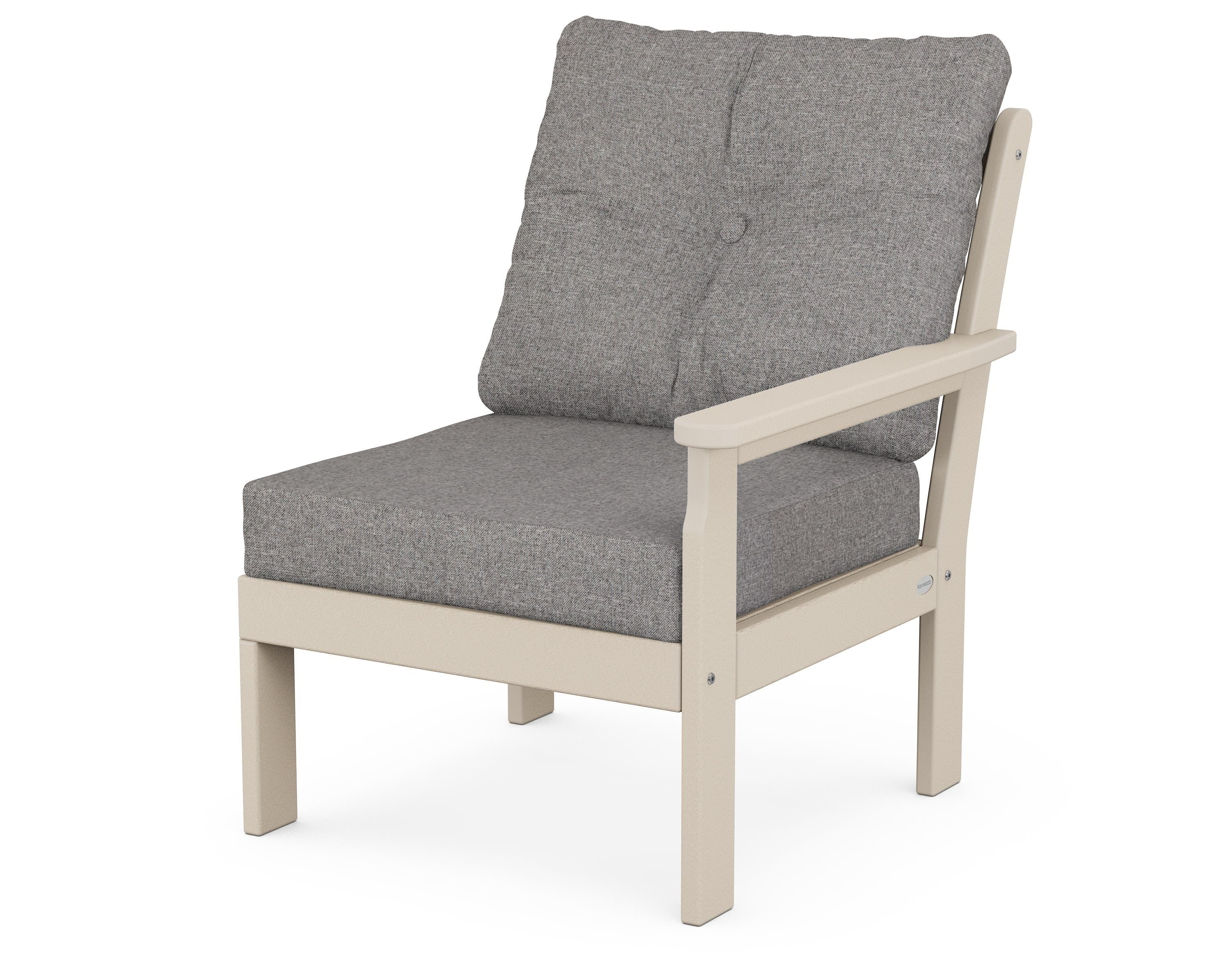 POLYWOOD® Vineyard Modular Right Arm Chair in Sand / Grey Mist