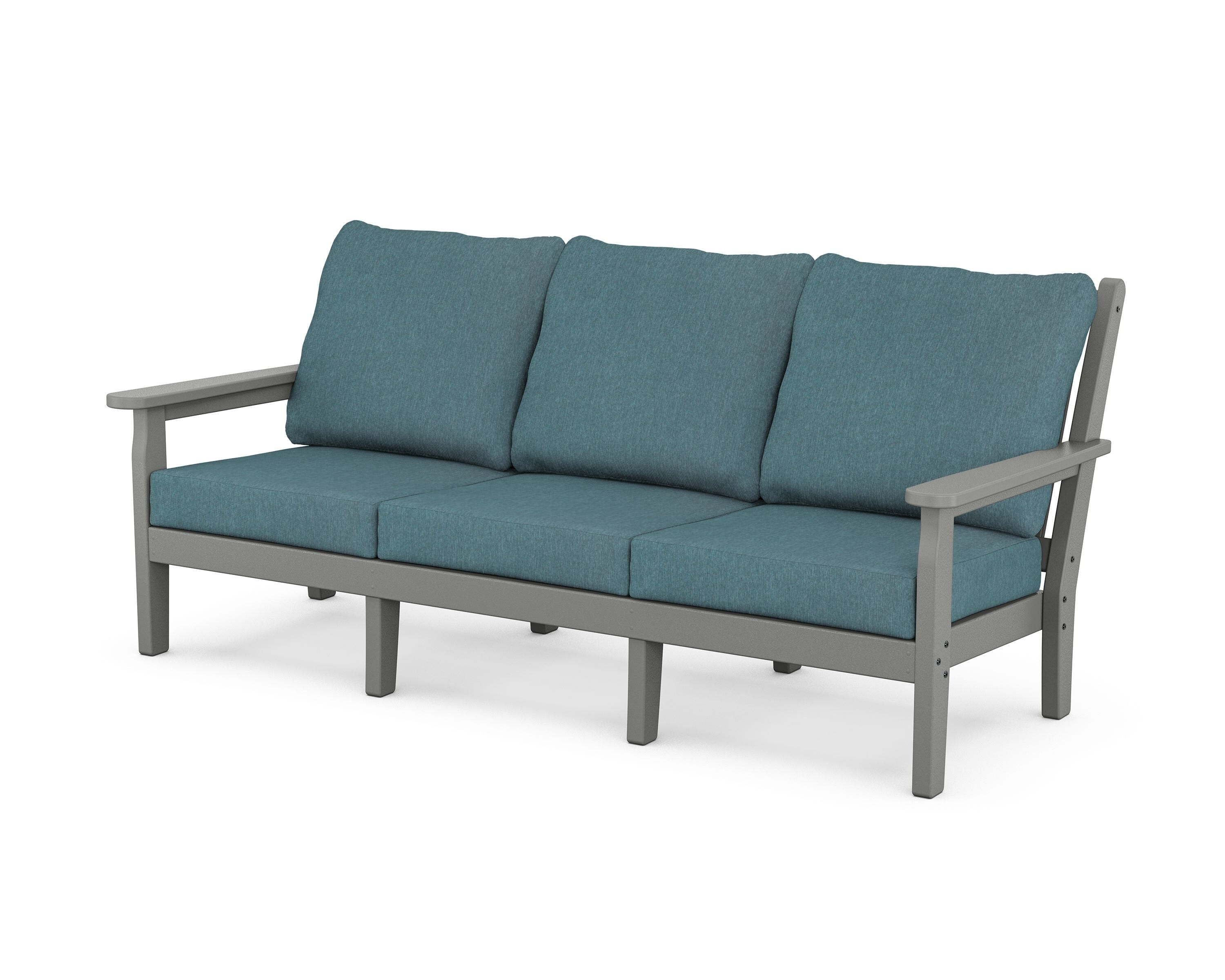 POLYWOOD® Chippendale Deep Seating Sofa in Slate Grey / Ocean Teal