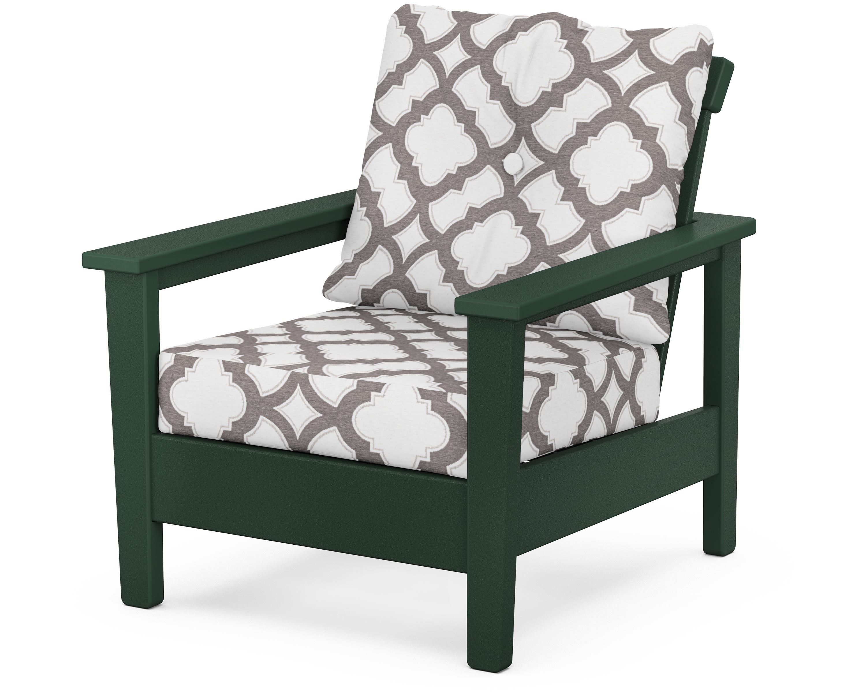 POLYWOOD® Prescott Deep Seating Chair in Green / Trellis Grey Mist