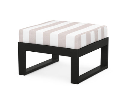 Unbranded Modular Ottoman - Modern in Black / Cabana Stripe Dune Burlap