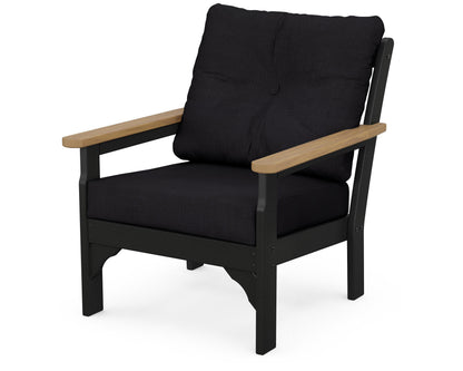 POLYWOOD® Vineyard Deep Seating Chair in Black / Natural / Midnight Linen