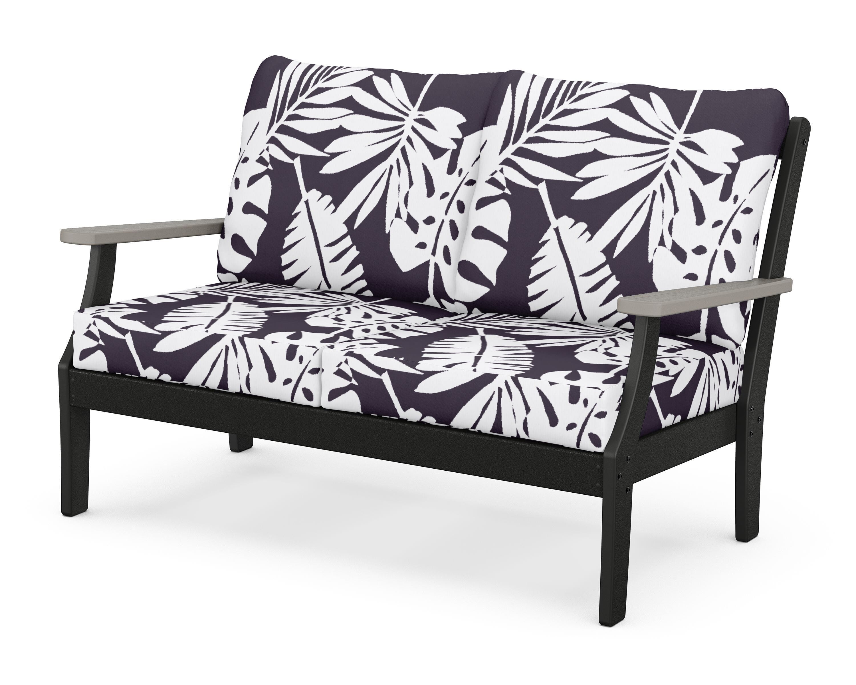 POLYWOOD® Braxton Deep Seating Loveseat in Black / Driftwood / Leaf Navy