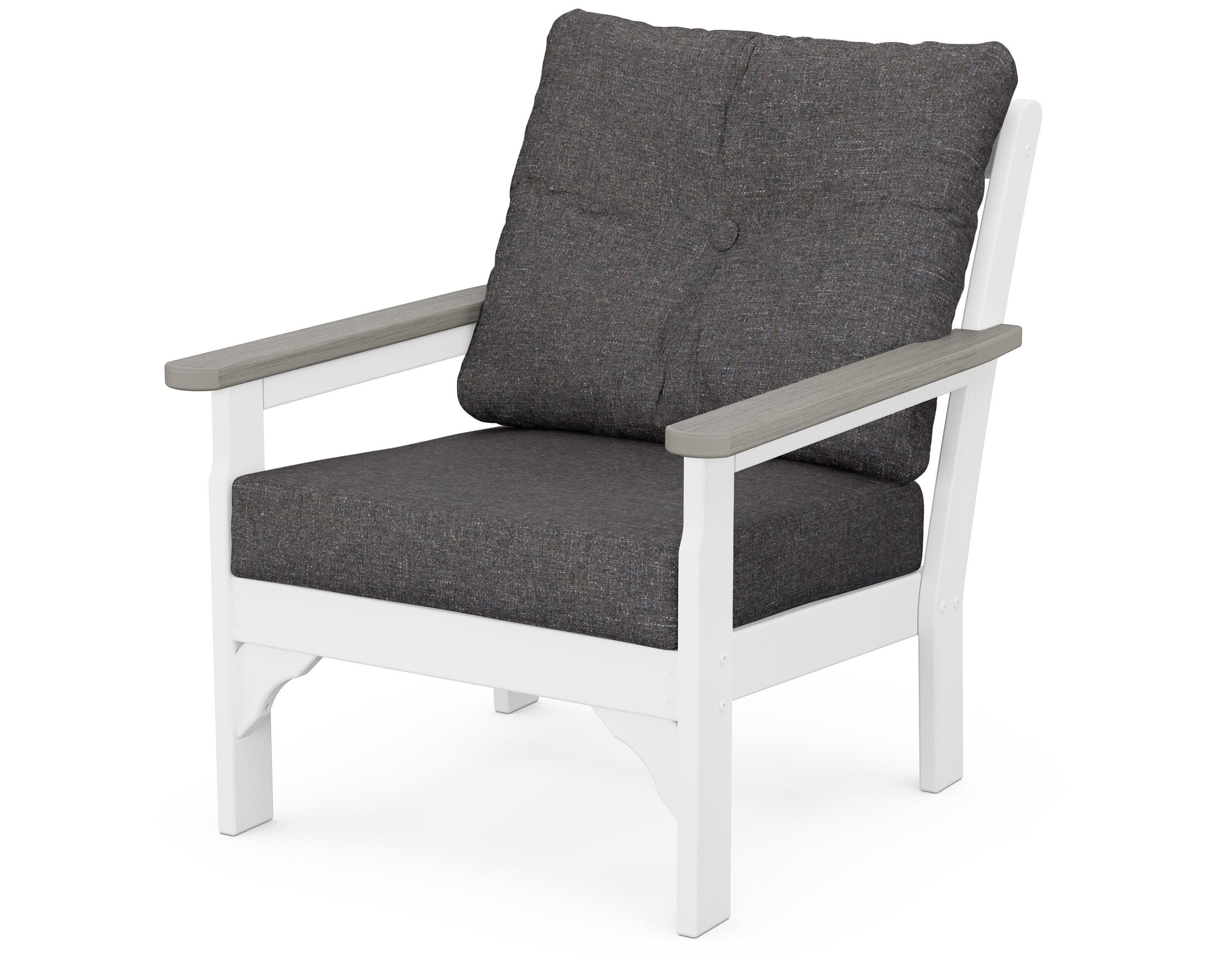 POLYWOOD® Vineyard Deep Seating Chair in White / Driftwood / Ash Charcoal