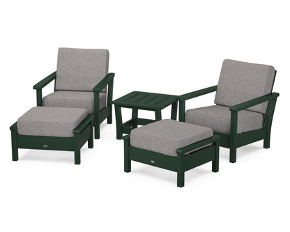 POLYWOOD® Harbour 5-Piece Deep Seating Chair Set in Green / Grey Mist