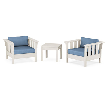 Martha Stewart by POLYWOOD® Acadia 3-Piece Deep Seating Set in Sand / Sky Blue