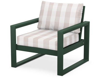POLYWOOD® EDGE Club Chair in Green / Buffalo Plaid Dune Burlap