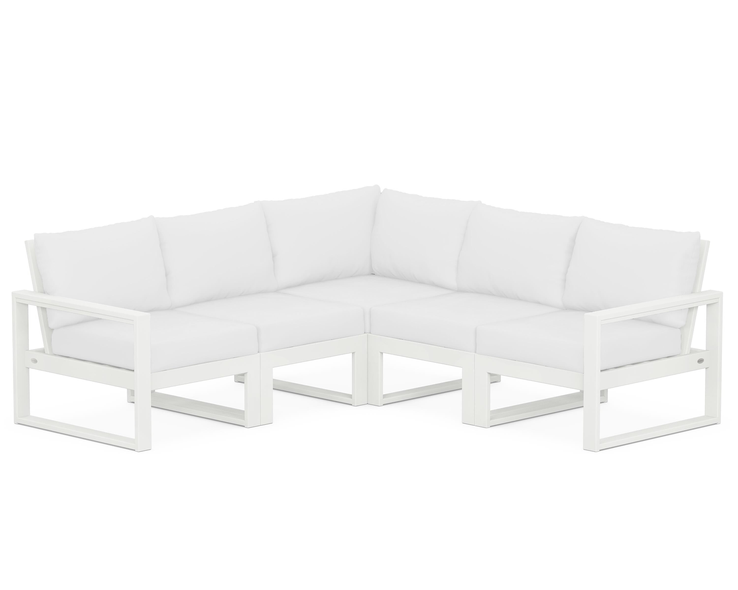 POLYWOOD® EDGE 5-Piece Modular Deep Seating Set in Vintage White / Natural