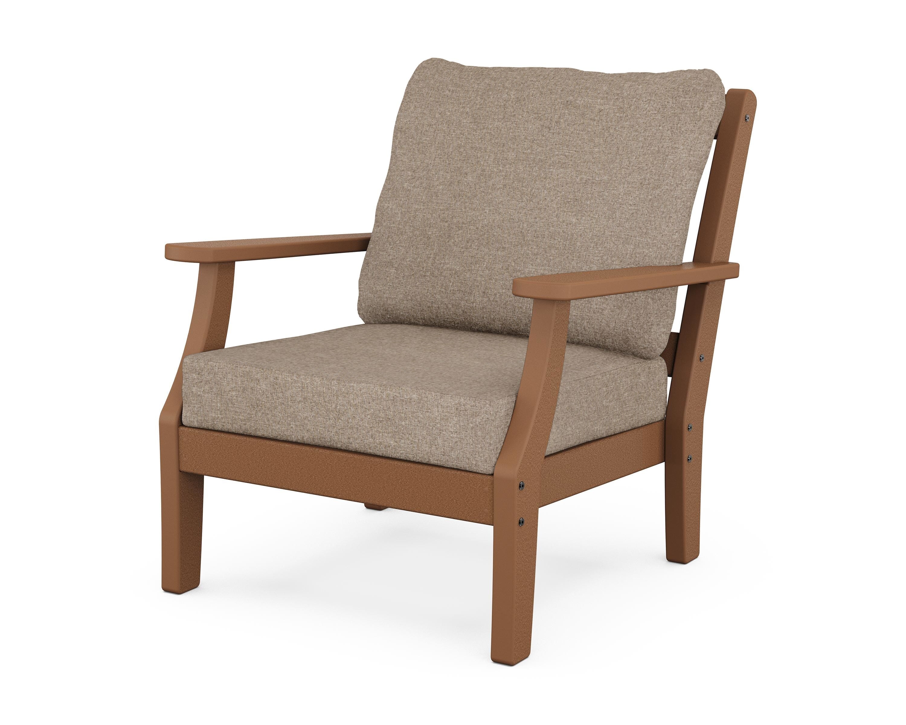 Martha Stewart by POLYWOOD® Chinoiserie Deep Seating Chair in Teak / Spiced Burlap