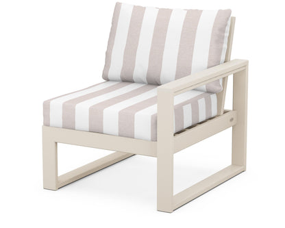 POLYWOOD® EDGE Modular Right Arm Chair in Sand / Cabana Stripe Dune Burlap