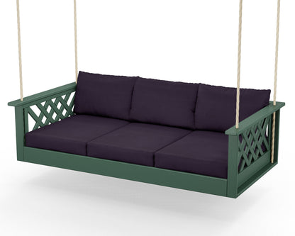 Country Living Wovendale Daybed Swing in Green / Navy Linen