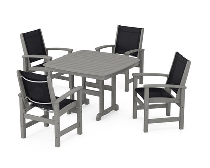 POLYWOOD® Coastal 5-Piece Dining Set in Slate Grey / Black Sling