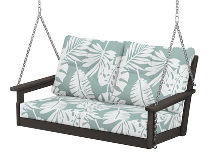 POLYWOOD® Vineyard Deep Seating Swing in Vintage Coffee / Leaf Glacier Spa