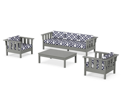 Martha Stewart by POLYWOOD® Acadia 4-Piece Deep Seating Set with Sofa in Slate Grey / Trellis Navy