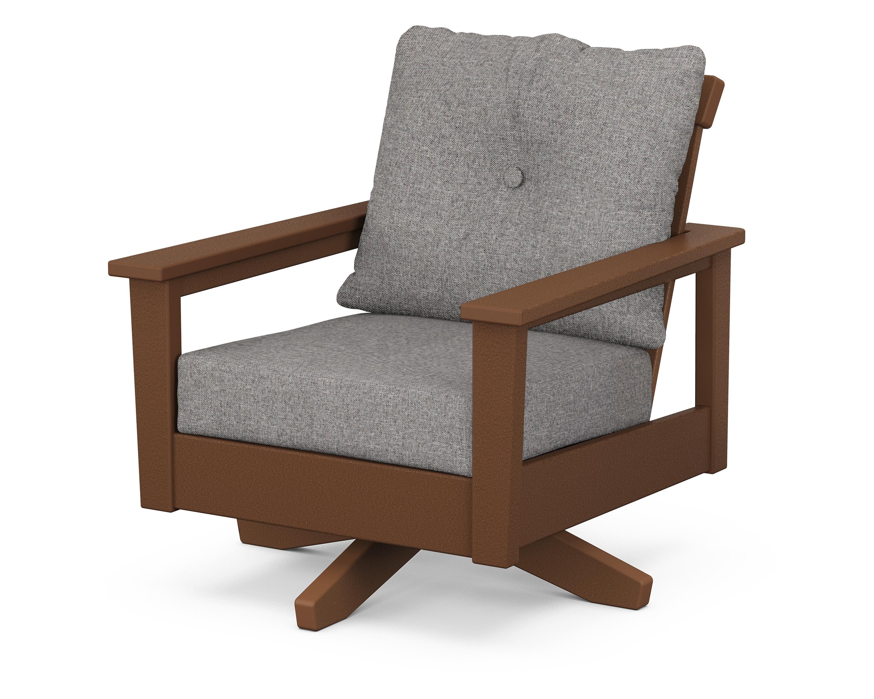 POLYWOOD® Prescott Deep Seating Swivel Chair in Teak / Grey Mist