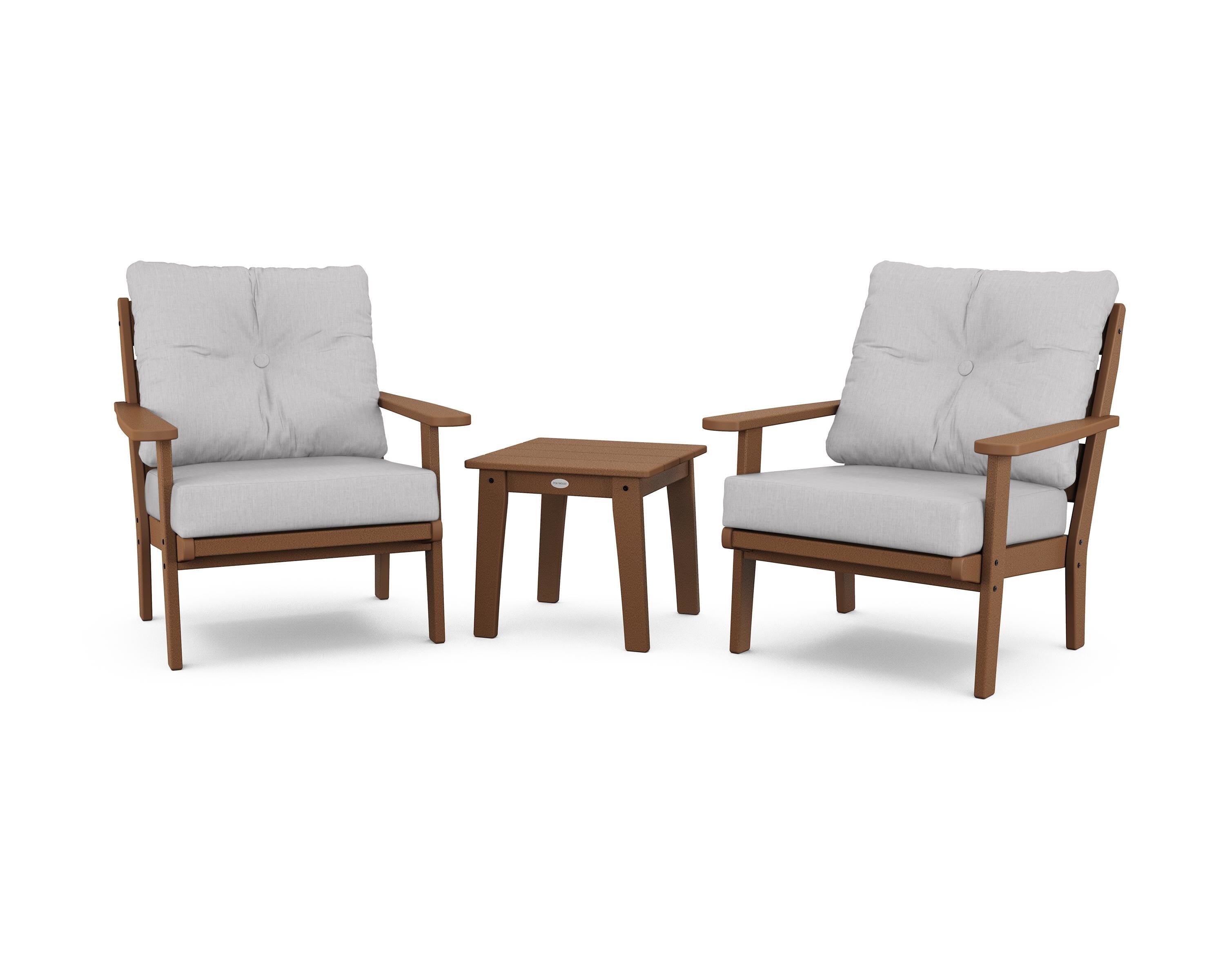 POLYWOOD® Lakeside 3-Piece Deep Seating Chair Set in Teak / Granite
