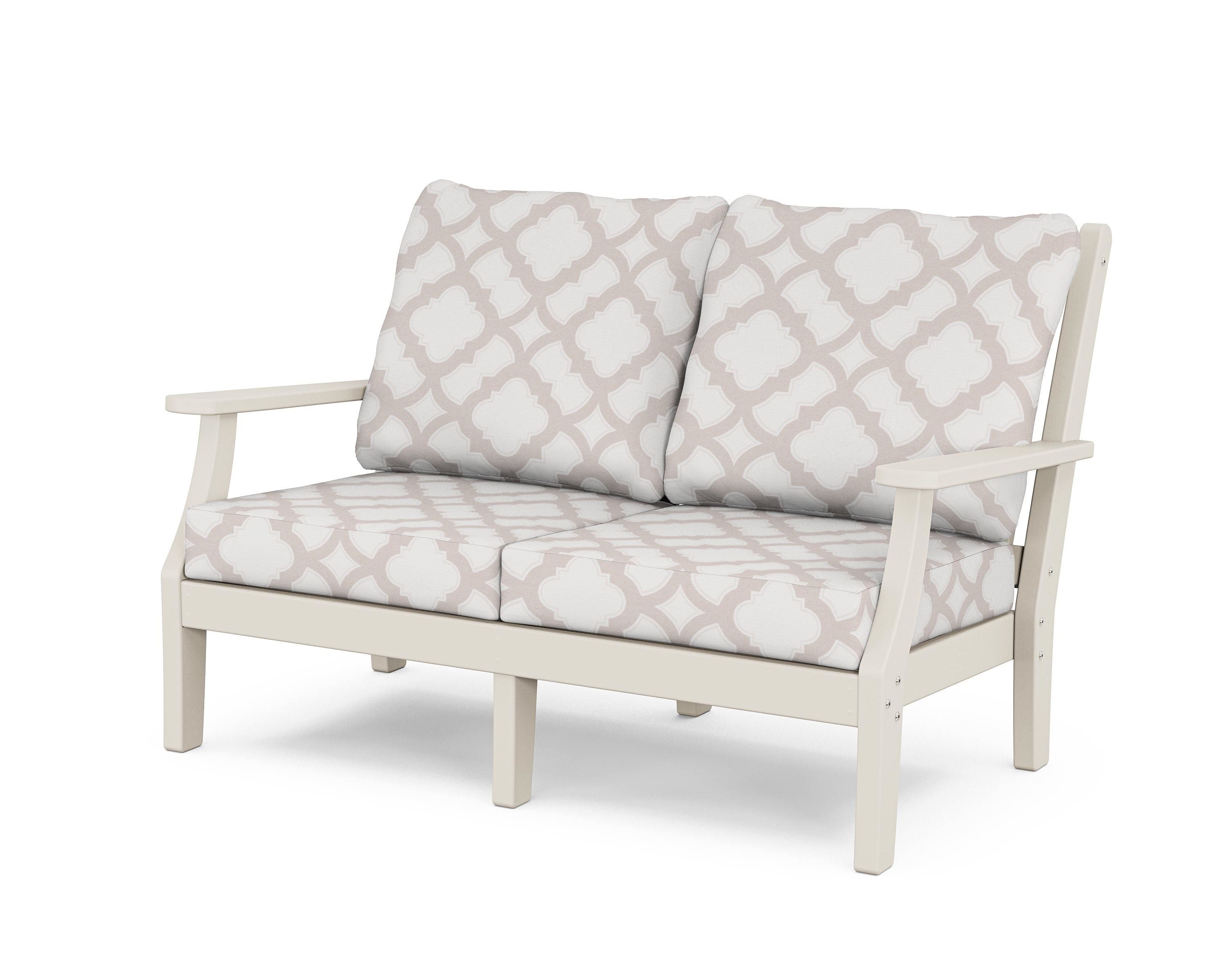 Country Living Wovendale Deep Seating Loveseat in Sand / Trellis Dune Burlap