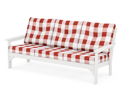POLYWOOD® Vineyard Deep Seating Sofa in White / Buffalo Plaid Crimson