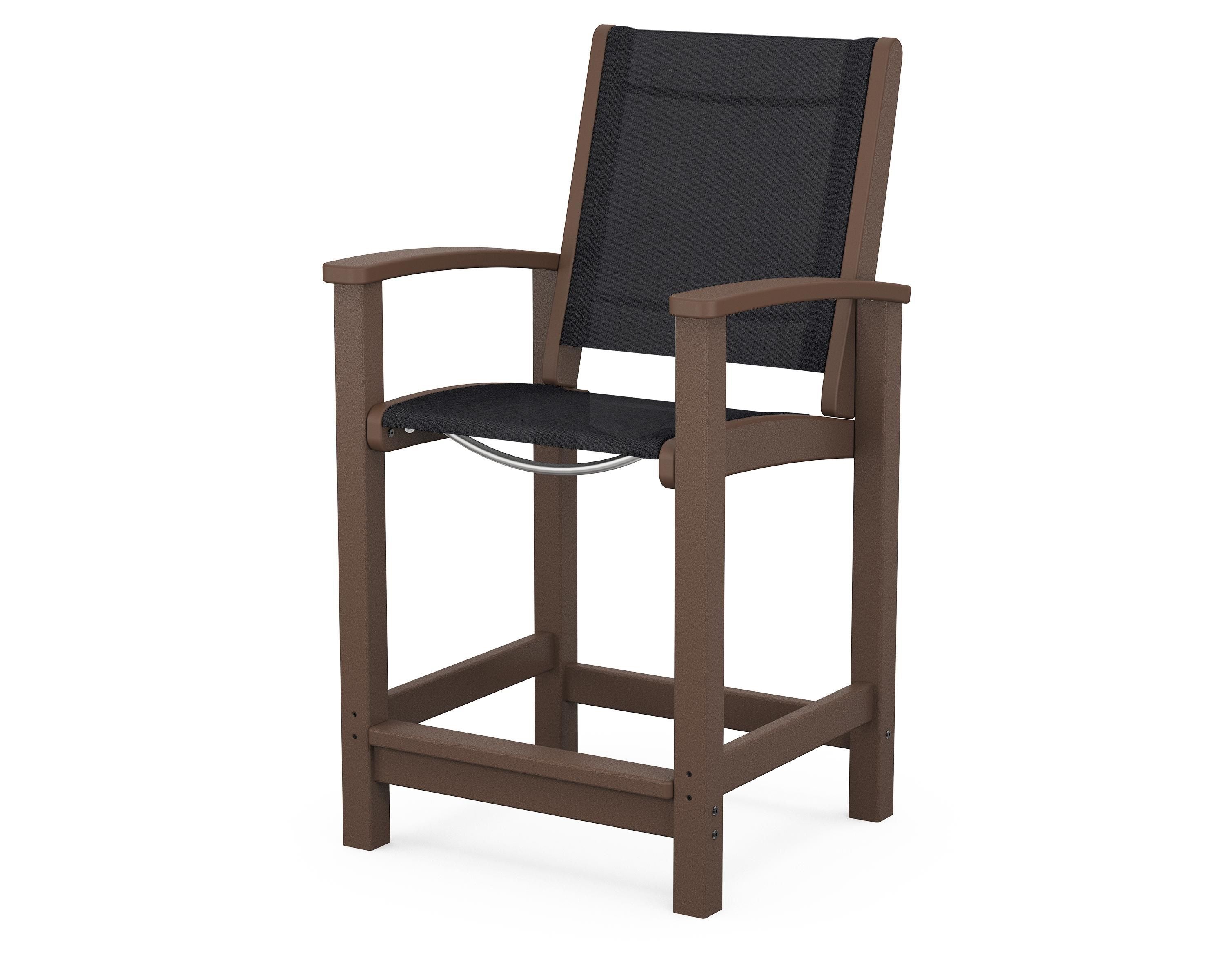 POLYWOOD® Coastal Counter Chair in Mahogany / Black Sling