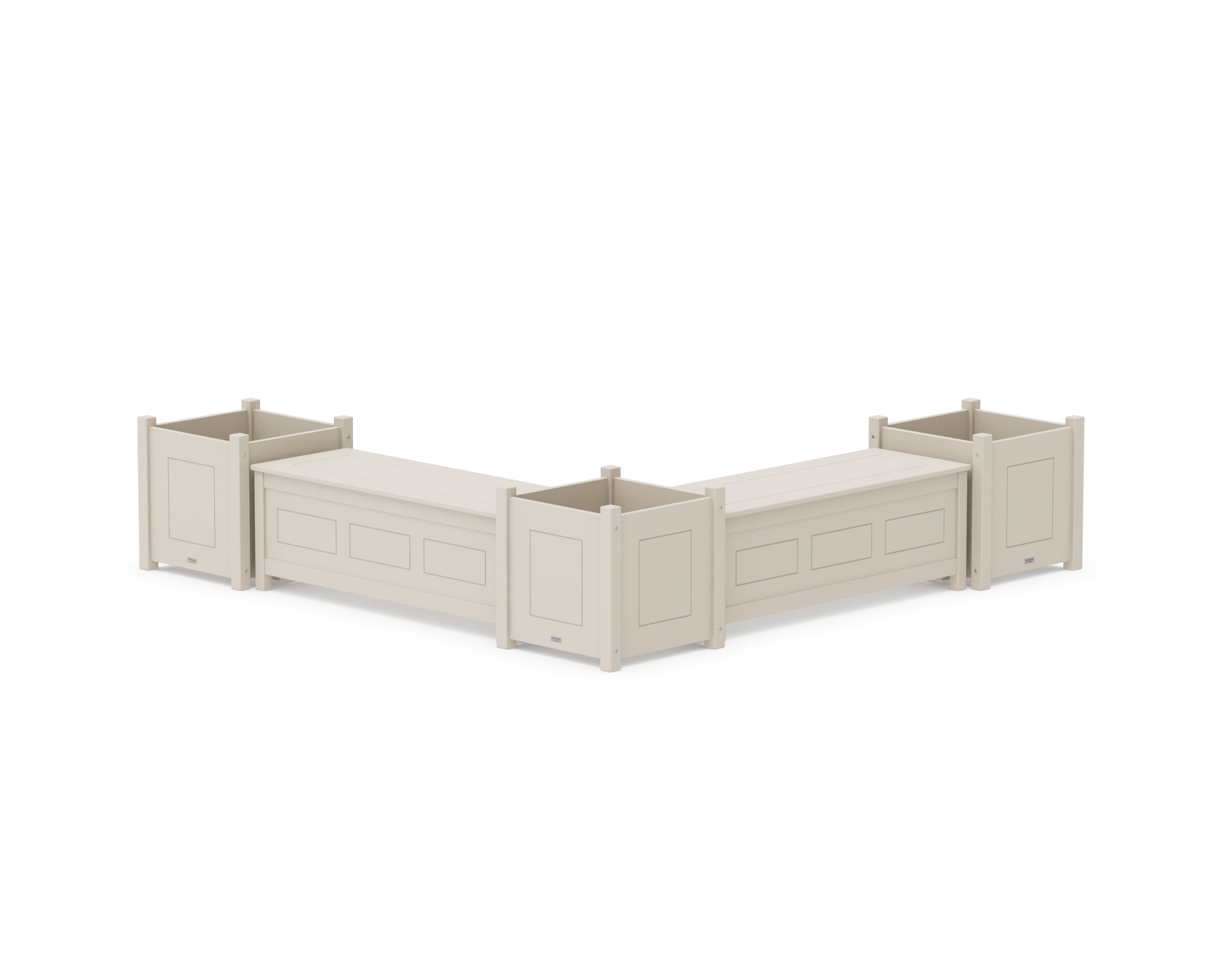 Country Living 48" Country Living L- Shaped Planter Storage Bench Corner Set- Large in Sand
