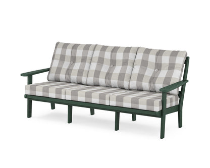 POLYWOOD® Mission Deep Seating Sofa in Green / Buffalo Plaid Grey Mist