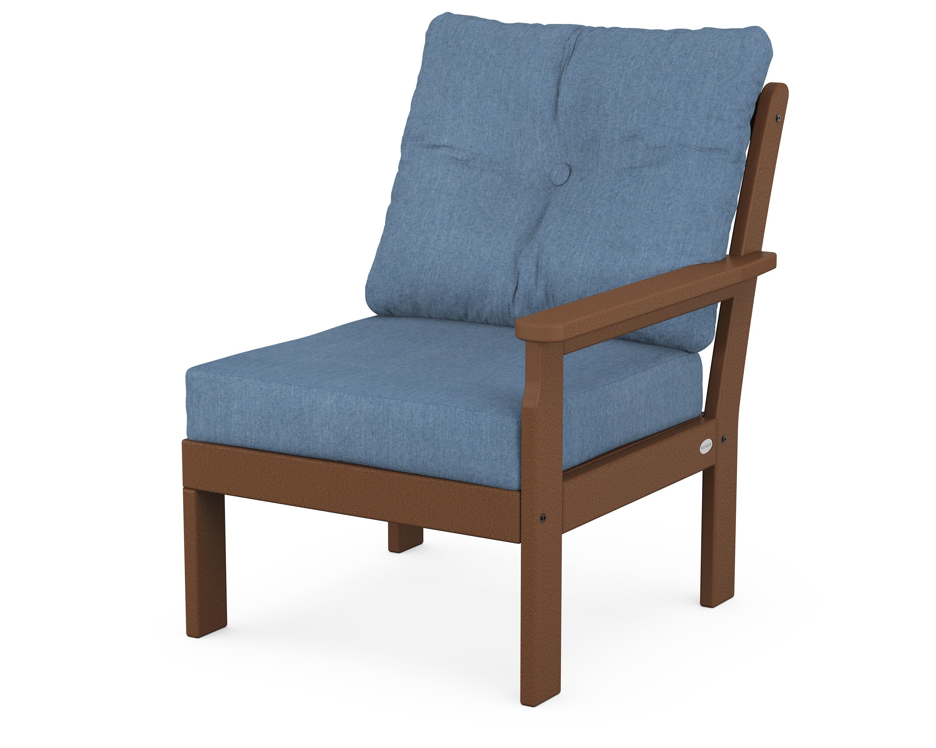 POLYWOOD® Vineyard Modular Right Arm Chair in Teak / Sky Blue