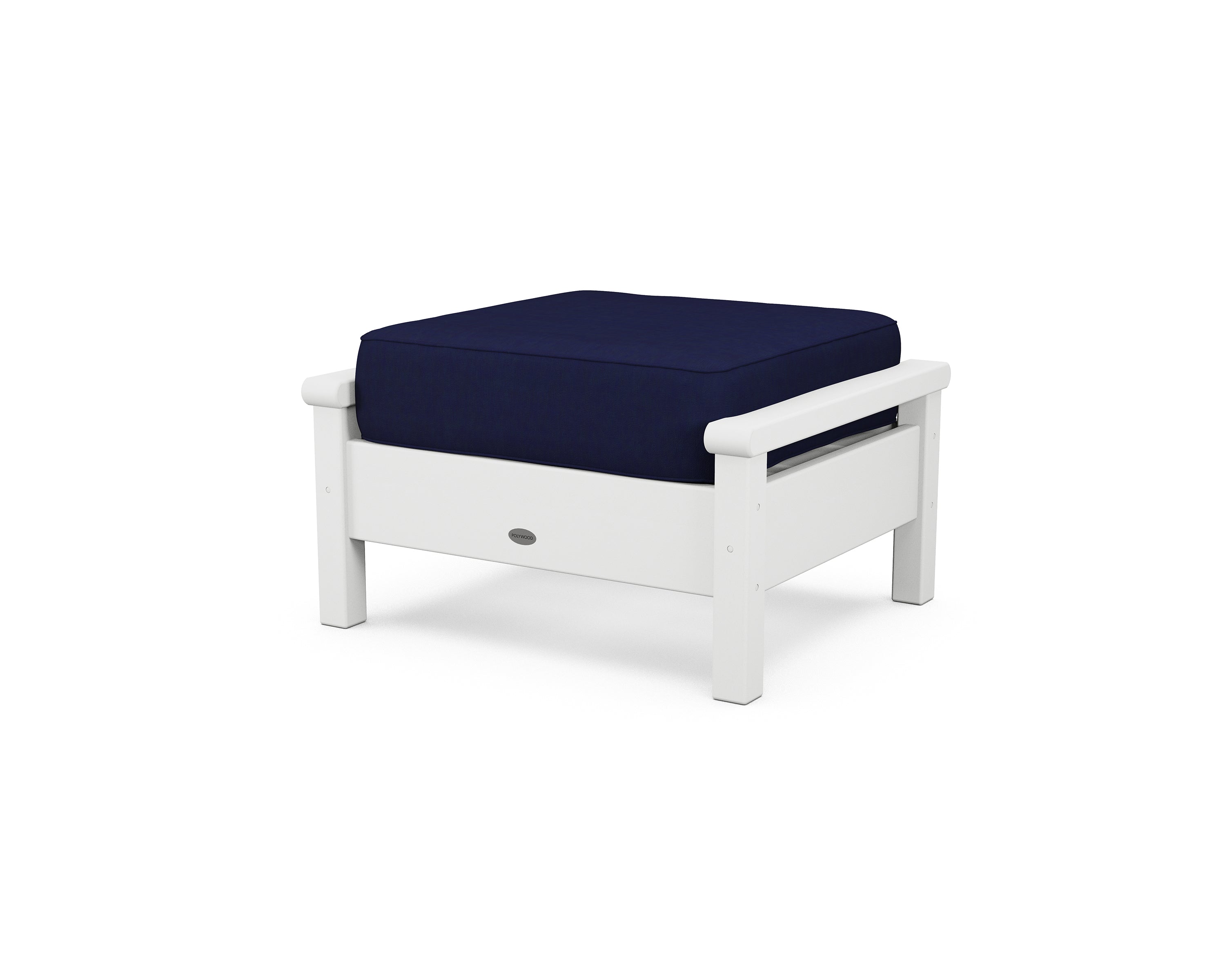 POLYWOOD® Harbour Deep Seating Ottoman in White / Navy