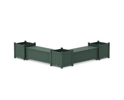 POLYWOOD® 48" Vineyard L- Shaped Planter Storage Bench Corner Set- Large in Green
