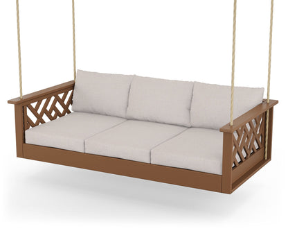 POLYWOOD® Chippendale Daybed Swing in Teak / Dune Burlap