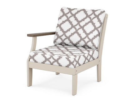 POLYWOOD® Braxton Modular Left Arm Chair in Sand / Kona / Trellis Grey Mist